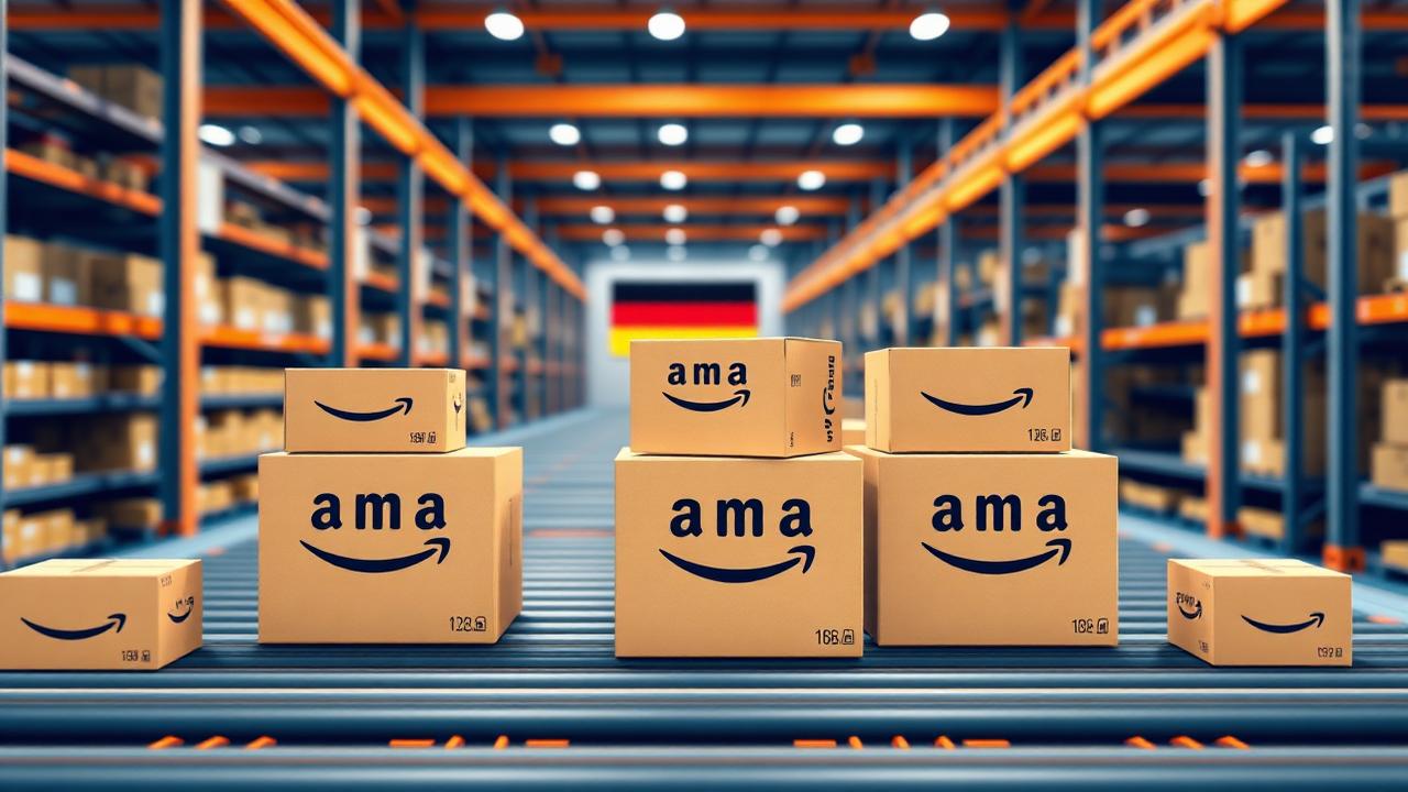 Krabice připravené k expedici v německém skladu Amazon FBA